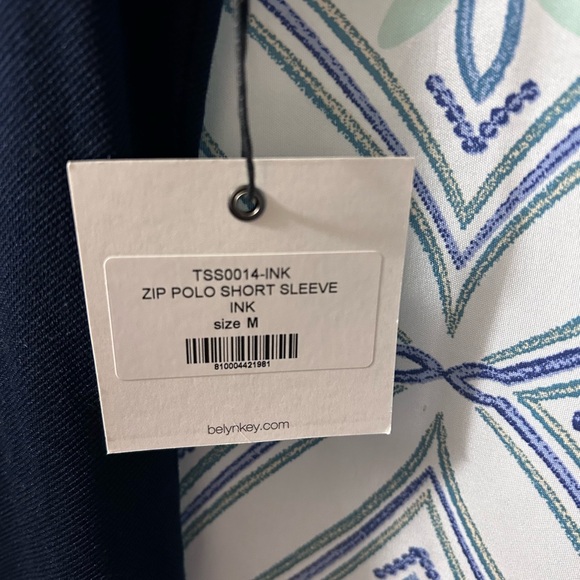 NWT BELYN KEYS Polo Zipper Neck Navy Blue with White Accents and Key Details - Picture 6 of 16